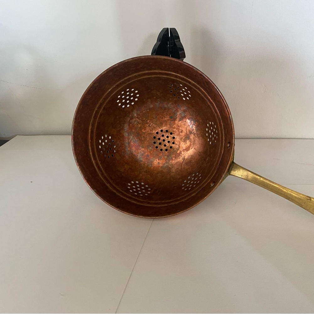 Vintage Copper Colander with Brass Handle
